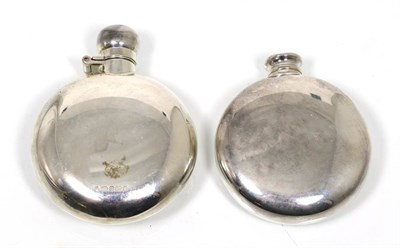 Lot 63 - Two similar modern silver hip flasks, C J Vander, Sheffield 2003 and Carr's, 2008, of circular form