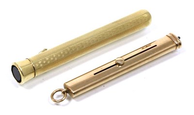 Lot 66 - A 9 carat gold propelling pencil and another propelling pencil stamped 585 (2)