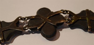 Lot 72 - A Scottish hardstone bracelet, of alternating links each set with various hardstones, to an...