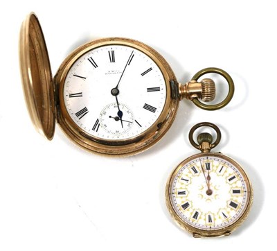 Lot 73 - A 14 carat cased ladies fob watch and gold plated hunter cased watch