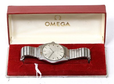 Lot 92 - An Omega Geneve stainless steel wristwatch with Omega bracelet strap and original box
