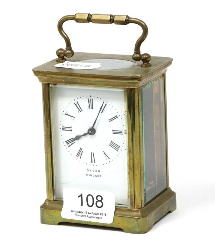 Lot 108 - A brass carriage timepiece