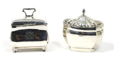 Lot 111 - An Edwardian silver tea caddy, S W Smith & Co, London 1903, engraved with a monogram; together with