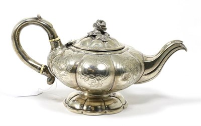 Lot 113 - A William IV silver bachelor's teapot, William Hewitt, London 1837, pedestal melon fluted form,...