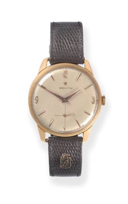 Lot 125 - An 18ct Gold Wristwatch, signed Zenith, 1961, lever movement signed and numbered 5119392,...