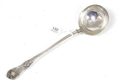 Lot 132 - A scarce Victorian silver scroll rosette pattern soup ladle, Elizabeth Eaton, London 1855, a...