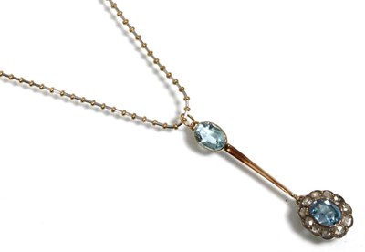 Lot 155 - A blue paste and rose cut diamond pendant, an oval cut blue paste suspends a blue paste and...