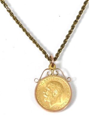 Lot 160 - A 1912 gold sovereign, in pendant mount stamped 9ct