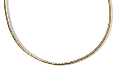 Lot 185 - A tri-colour necklace, square link necklace, length 40cm, stamped '750', 13.7g