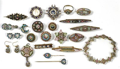 Lot 188 - Twenty three items of micro mosaic jewellery, including a pendant, a bracelet, a pair of...