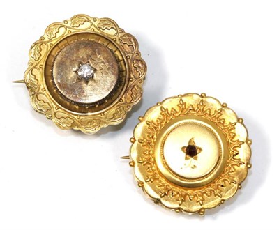 Lot 189 - A Victorian diamond set target brooch, with an oak leaf motif frame, estimated diamond weight...