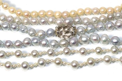 Lot 200 - Three silver and white cultured pearl necklaces