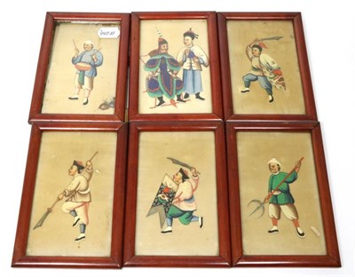 Lot 211 - A set of six Chinese rice paper watercolours