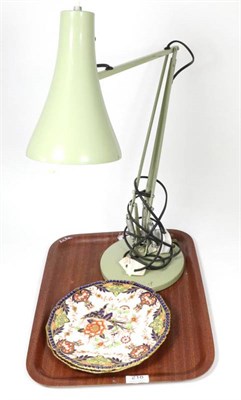 Lot 218 - Two Crown Derby plates and an anglepoise lamp