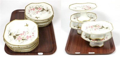 Lot 233 - A Victorian Aesthetic movement dessert service, with bamboo moulded borders