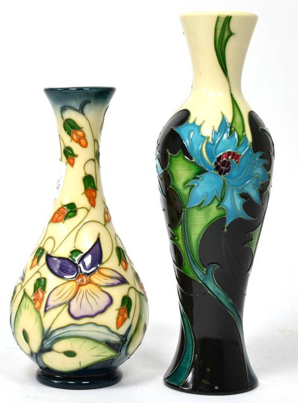 Lot 308 - A modern Moorcroft pottery Sea Holly 93/8 vase, designed by Emma Bosson, impressed marks, 21cm...