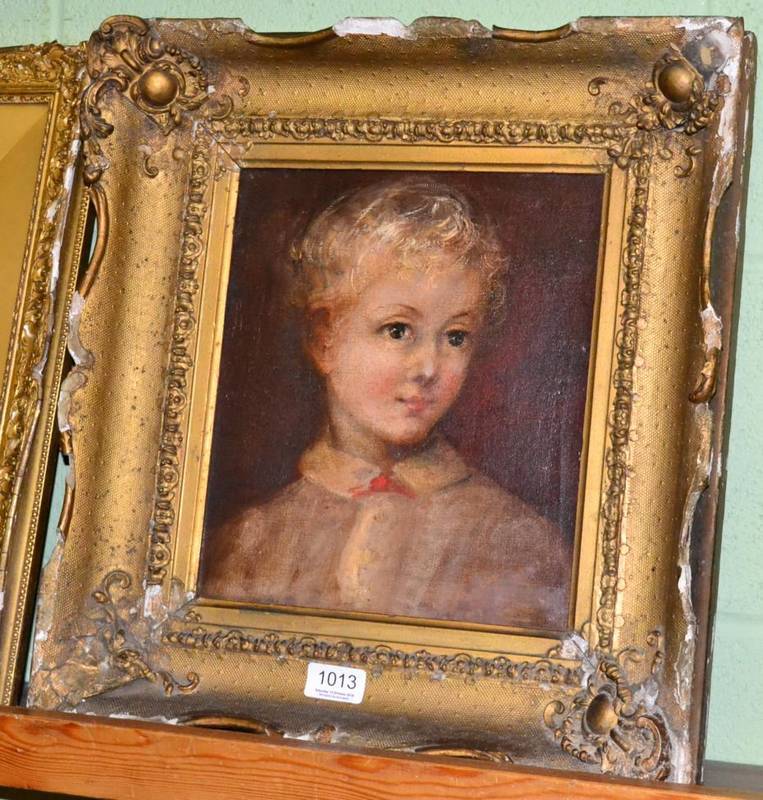 Lot 1013 - English School (19th century), Boy with golden curls, oil on canvas