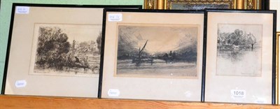 Lot 1018 - After Frances Seymour Haden (1818-1910) Three etchings, framed and glazed (3)