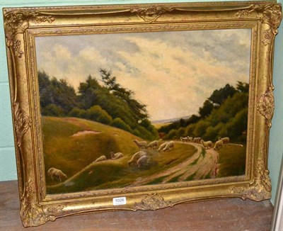 Lot 1026 - W Swain, sheep on a country path