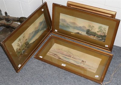 Lot 1094 - R B Wright, pair of loch landscapes and another coastal scene, watercolour, all signed;...
