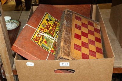 Lot 1124 - A group of vintage children's and other games to include two block puzzles; The Game of Five...