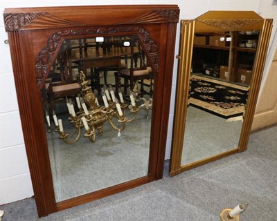 Lot 1141 - A large Art Deco wall mirror and similar gilt example