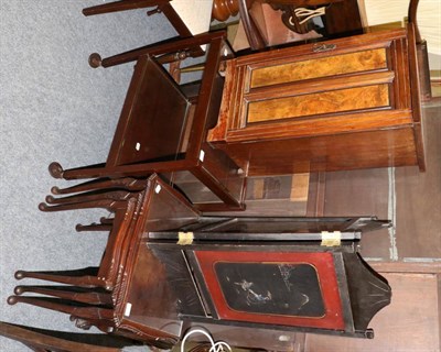 Lot 1153 - A bedside pot cupboard an Oriental two-fold screen, a nest of tables and a two tier trolley