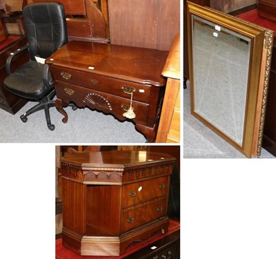 Lot 1168 - Three modern wall mirrors, a TV stand, an office chair and a reproduction two drawer lowboy