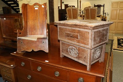 Lot 1170 - An oak child's rocking chair; and a sewing box