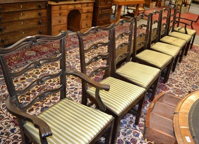 Lot 1203 - Set of eight mahogany ladder back dining chairs (a.f.)