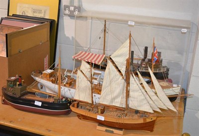 Lot 1211 - Five various scale ship models, one in perspex case