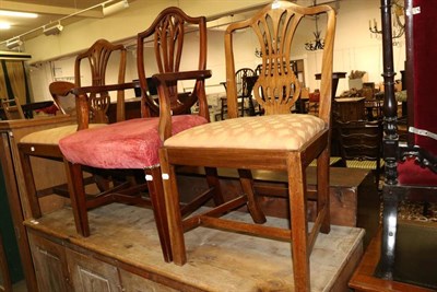 Lot 1254 - A carved mahogany Hepplewhite design armchair; and a pair of George III mahogany provincial...