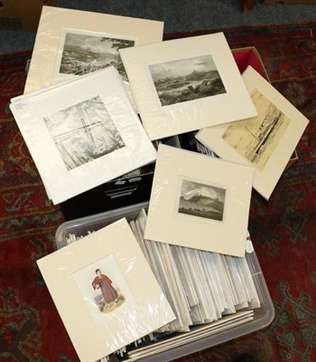 Lot 1255 - A large quantity of mounted but unframed, book plate engravings; reproduction prints and...