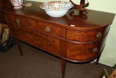 Lot 1262 - A mahogany and boxwood strung bowfront sideboard, labelled S&H Jewell, 132 High Holborn, London WC