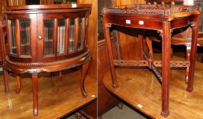 Lot 1284 - A Chippendale style side table and a glazed side table with tray top