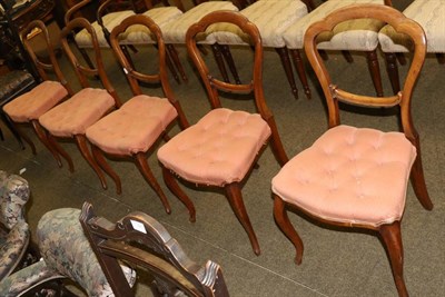 Lot 1349 - A set of five Victorian balloon back chairs