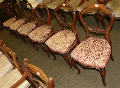 Lot 1353 - A set of six Victorian walnut dining chairs