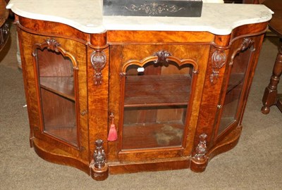 Lot 1406 - A Victorian walnut credenza with marble top