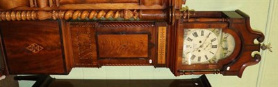 Lot 1410 - A mahogany longcase clock, the painted arch dial indistinctly signed R***, Brecon