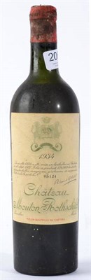 Lot 2060 - Chateau Mouton Rothschild 1934 Pauillac 1 bottle	 From the Fortingall Hotel Cellar