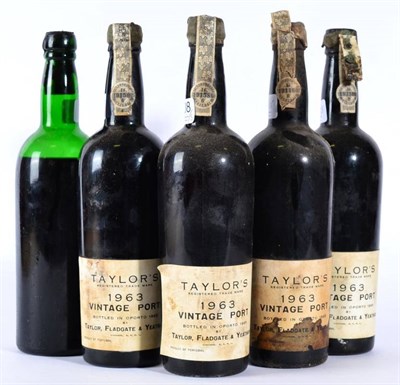 Lot 2208 - Taylors 1963 5 bottles (1 without label and ullaged)