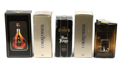 Lot 2255 - Hine XO Cognac 1 bottle, Courvoisier VSOP 2 bottles, Five Kings Cyprus Brandy 1l bottle,...