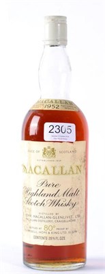 Lot 2305 - Macallan 1952 80% Bottled Campbell Hope & King, Distilled Kemp Macallan Glenlivet