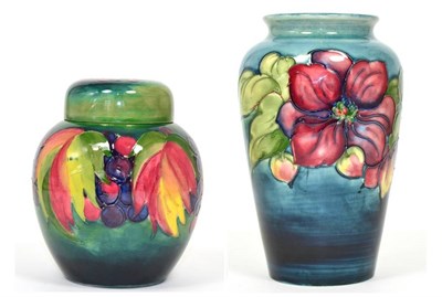 Lot 234 - Walter Moorcroft (1917-2002): A Clematis Pattern 18/8 Vase, on a blue ground, impressed...