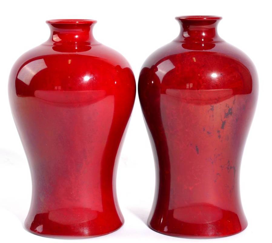 Lot 239 - Bernard Moore (1850-1935): A Pair of Vases, flambé glaze, painted mark BERNARD MOORE and impressed