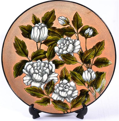 Lot 242 - Christopher Dresser (Scottish, 1834-1904) for Linthorpe Pottery: A Charger, painted by Alex...