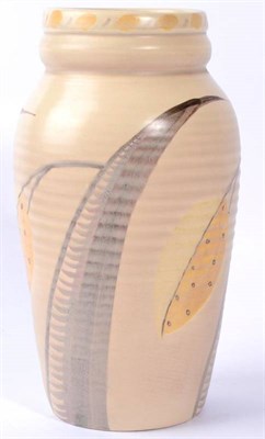 Lot 273 - Susie Cooper (1902-1995): A 1930's Earthenware Vase, pattern M60, hand-painted with stylised...