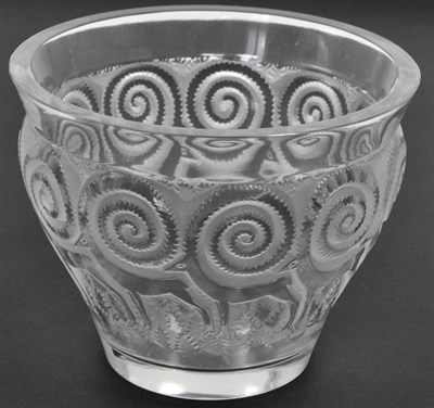 Lot 282 - René Lalique (French, 1860-1945): A Rennes Frosted Glass Vase, moulded in relief with...