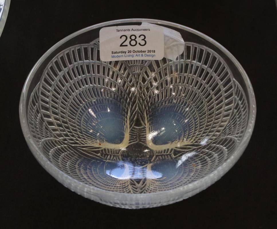 Lot 283 - René Lalique (French, 1860-1945): An Opalescent and Clear Glass Coquilles Bowl, wheel cut mark...