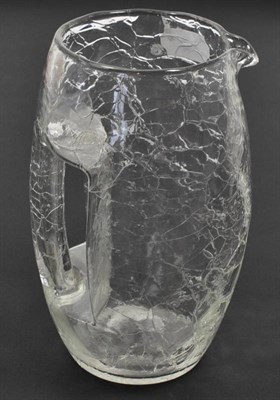 Lot 288 - Attributed to Koloman Moser for Loetz: A Clear Crackle Glass Jug, of barrel form with integral...